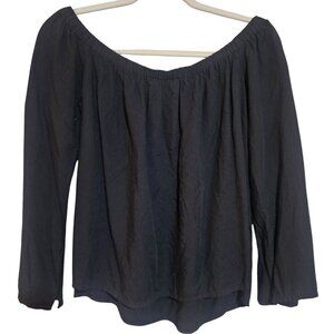 Cloth & Stone Black Off-Shoulder Long Sleeve Blouse XS 100% Rayon Womens Top